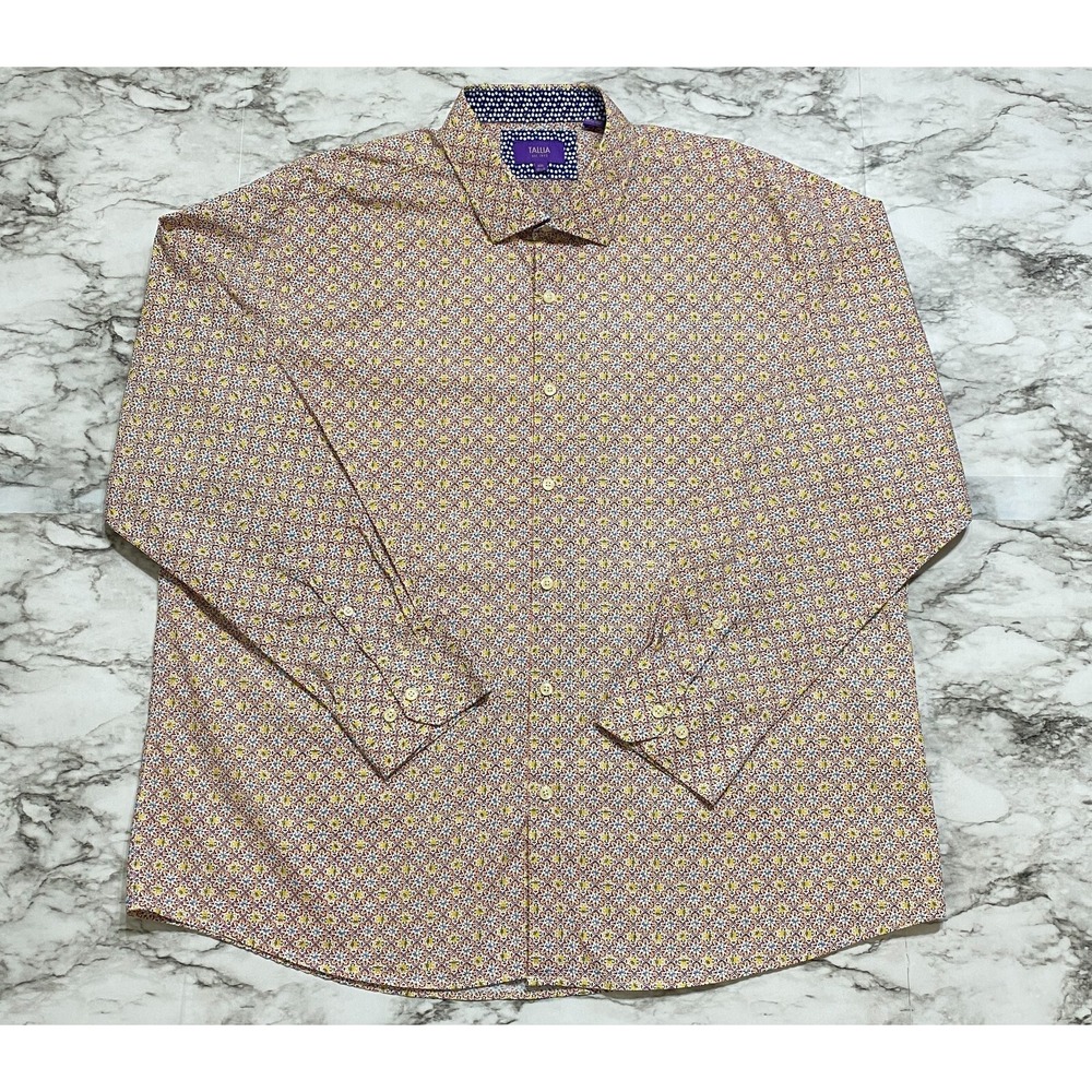 Tallia Men's Dress Shirt Size 2XL 18 1/2 Multicolor Floral Long Sleeve Button Up